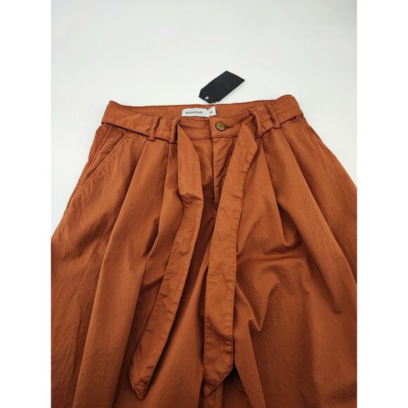 Summum Women's Silky Wide Leg Broek Brown Cotton Pants Size 34 - Picture 3 of 14